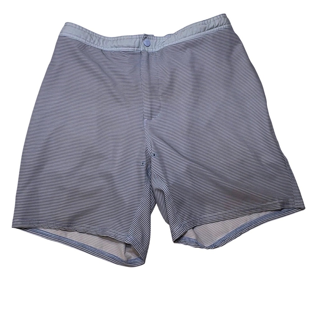 GenTeal Performance Swimwear Board Shorts Mens L Blue Striped Quick Dry Trunks